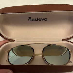 Illesteva Gold Frame Sunglasses with Black Accents